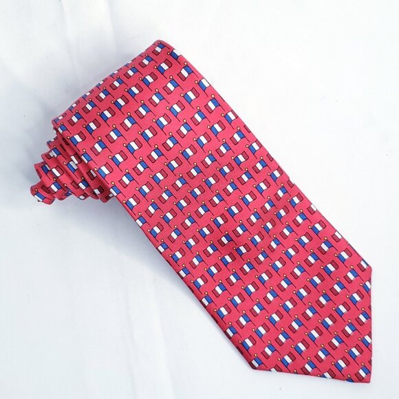 Hermes Mens Silk Tie France Flag Red White Blue French Patriotic - Picture 1 of 4